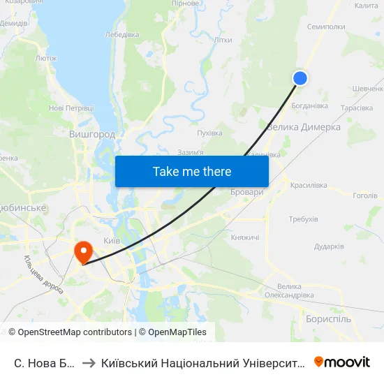 С. Нова Богданівка to Київський Національний Університет Будівництва І Архітектури map