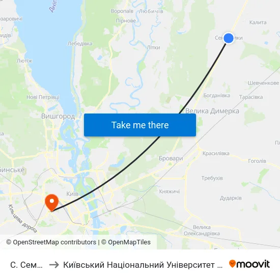 С. Семиполки to Київський Національний Університет Будівництва І Архітектури map