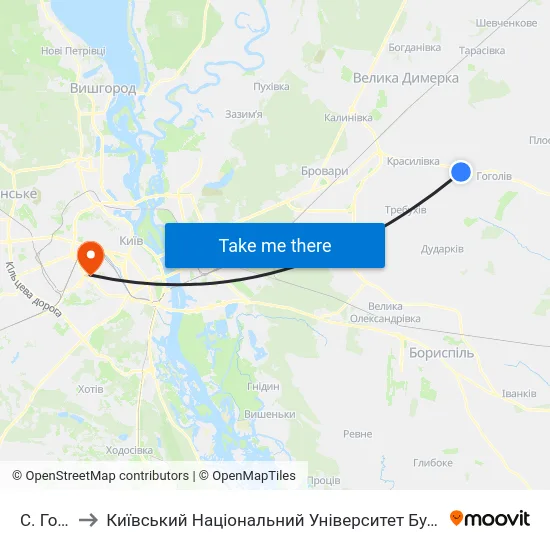 С. Гоголів to Київський Національний Університет Будівництва І Архітектури map