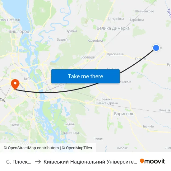 С. Плоске (Центр) to Київський Національний Університет Будівництва І Архітектури map