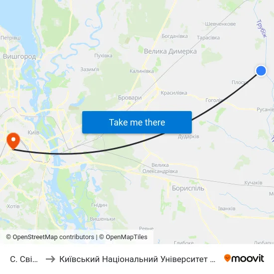 С. Світильня to Київський Національний Університет Будівництва І Архітектури map