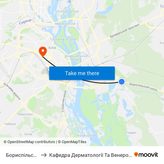 Бориспільська to Кафедра Дерматології Та Венерології map