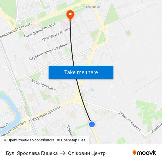 Бул. Ярослава Гашека to Опіковий Центр map