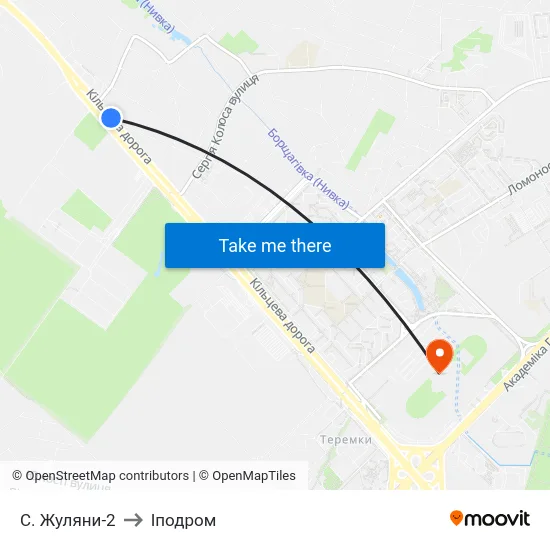 С. Жуляни-2 to Іподром map