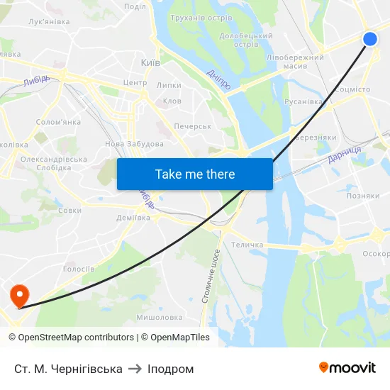 Ст. М. Чернігівська to Іподром map