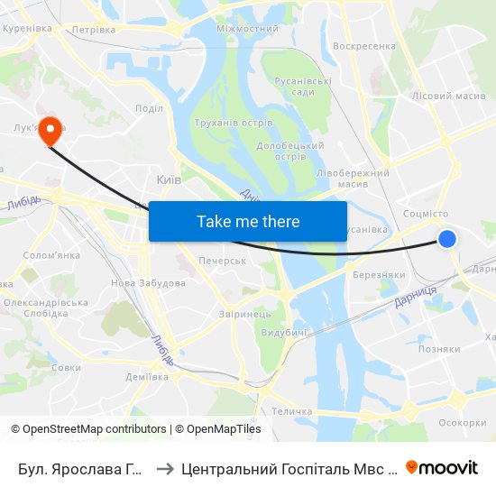 Бул. Ярослава Гашека to Центральний Госпіталь Мвс України map