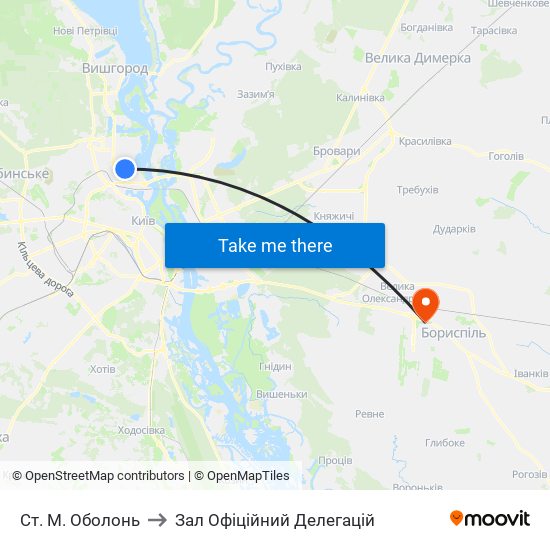 Ст. М. Оболонь to Зал Офіційний Делегацій map