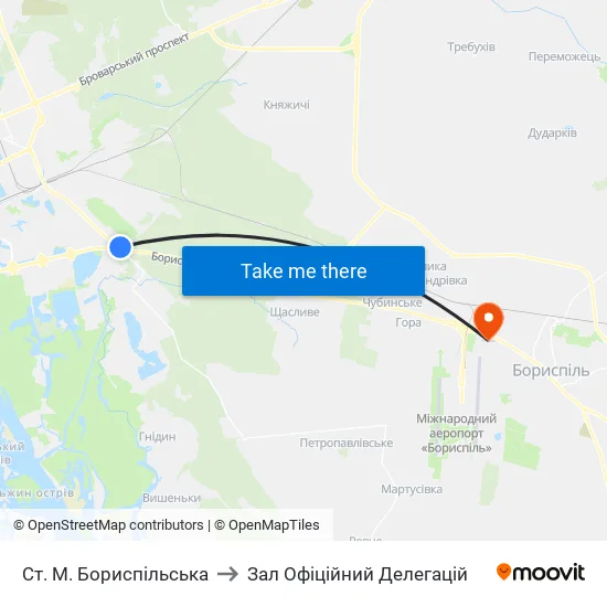 Ст. М. Бориспільська to Зал Офіційний Делегацій map
