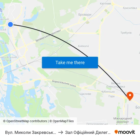 Вул. Миколи Закревського to Зал Офіційний Делегацій map
