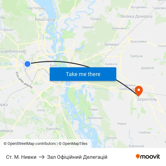 Ст. М. Нивки to Зал Офіційний Делегацій map