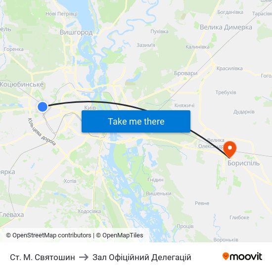 Ст. М. Святошин to Зал Офіційний Делегацій map