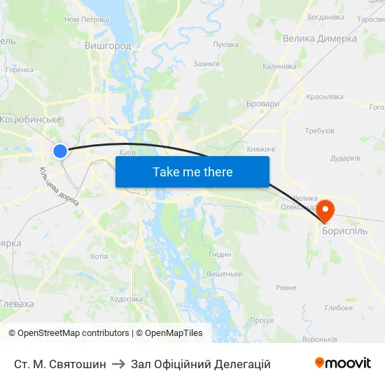 Ст. М. Святошин to Зал Офіційний Делегацій map