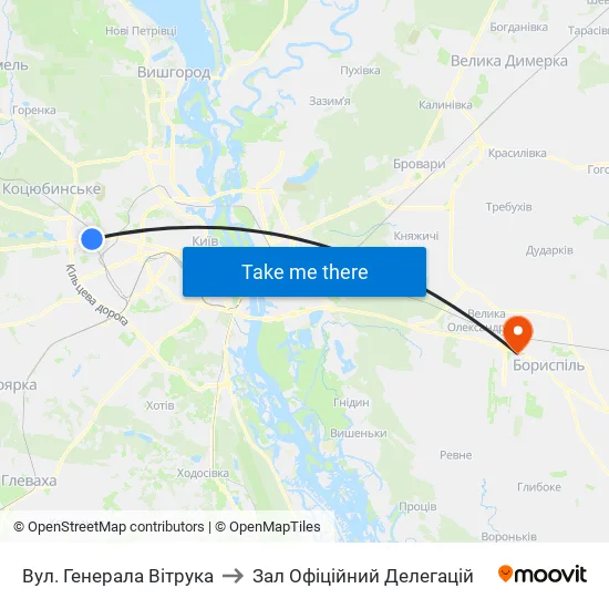 Вул. Генерала Вітрука to Зал Офіційний Делегацій map