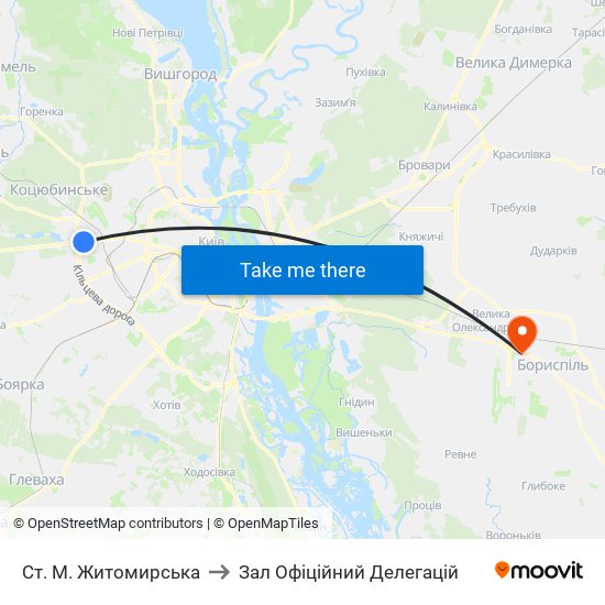 Ст. М. Житомирська to Зал Офіційний Делегацій map