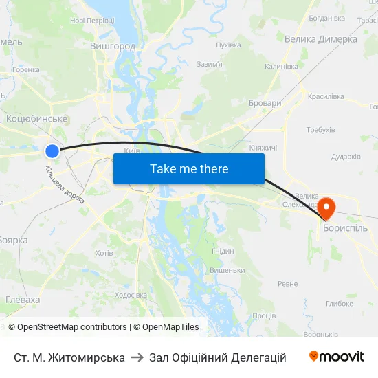 Ст. М. Житомирська to Зал Офіційний Делегацій map