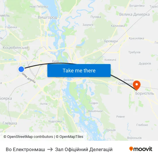 Во Електронмаш to Зал Офіційний Делегацій map