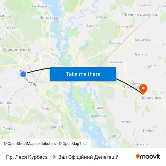Пр. Леся Курбаса to Зал Офіційний Делегацій map