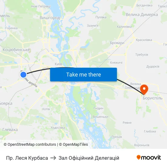 Пр. Леся Курбаса to Зал Офіційний Делегацій map