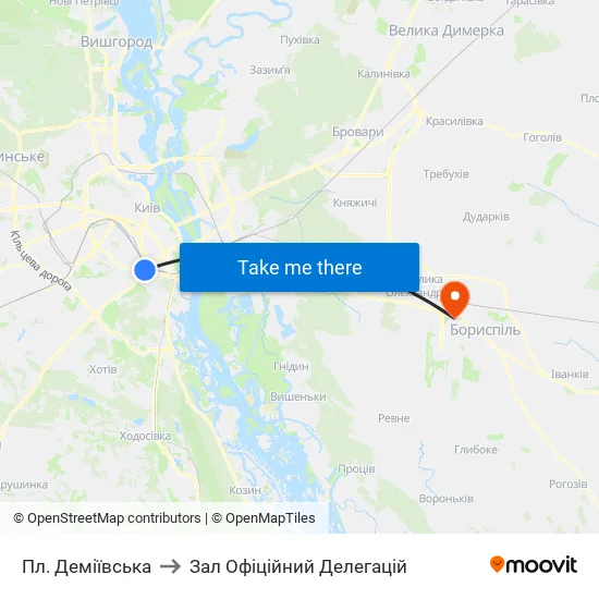Пл. Деміївська to Зал Офіційний Делегацій map
