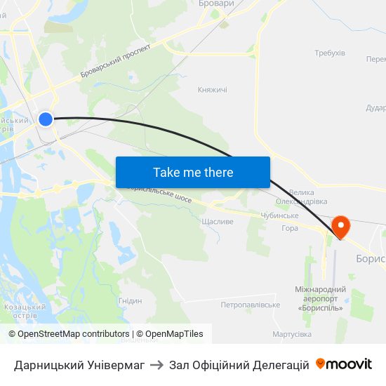 Дарницький Універмаг to Зал Офіційний Делегацій map