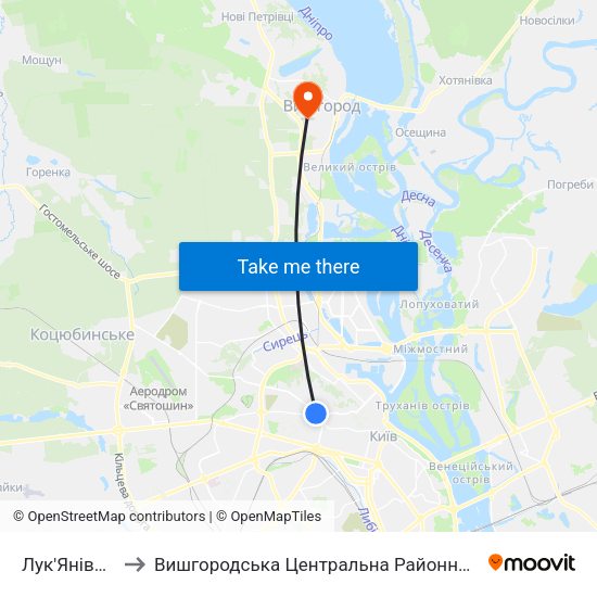 Лук'Янівська to Вишгородська Центральна Районна Лікарня map