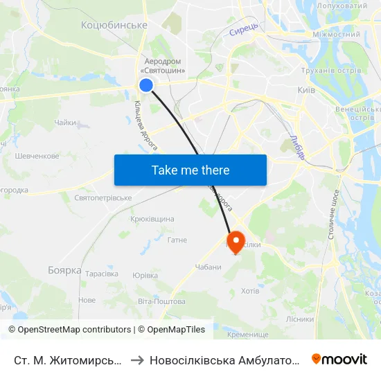 Ст. М. Житомирська to Новосілківська Амбулаторія map