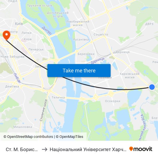 Ст. М. Бориспільська to Національний Університет Харчових Технологій map