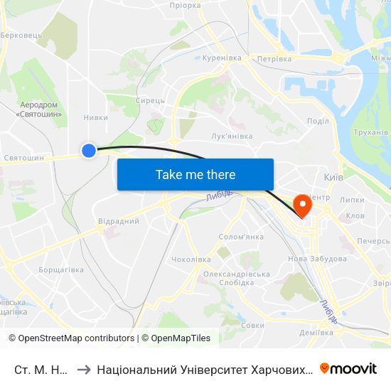 Ст. М. Нивки to Національний Університет Харчових Технологій map