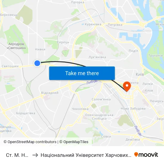 Ст. М. Нивки to Національний Університет Харчових Технологій map