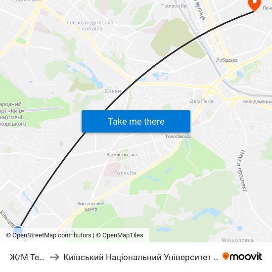 Ж/М Теремки-1 to Київський Національний Університет Культури І Мистецтв (Кнукім) map