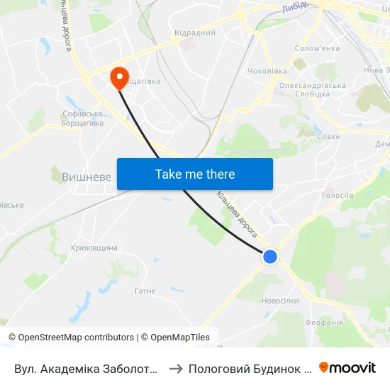 Вул. Академіка Заболотного to Пологовий Будинок №3 map