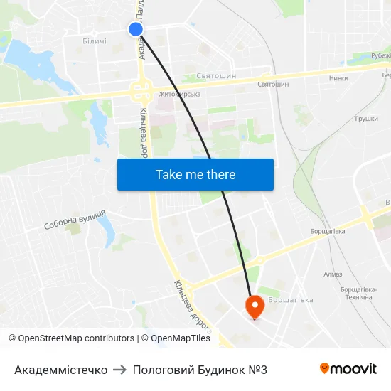 Академмістечко to Пологовий Будинок №3 map