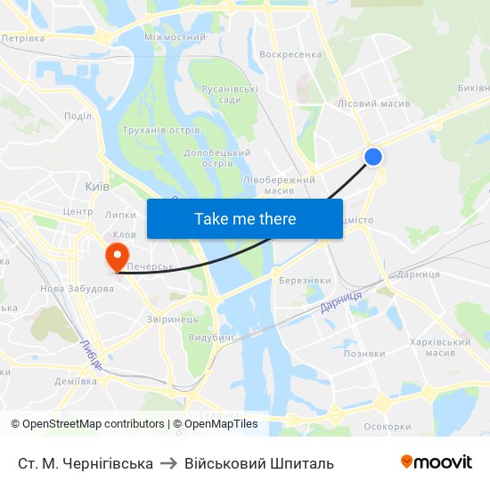 Ст. М. Чернігівська to Військовий Шпиталь map