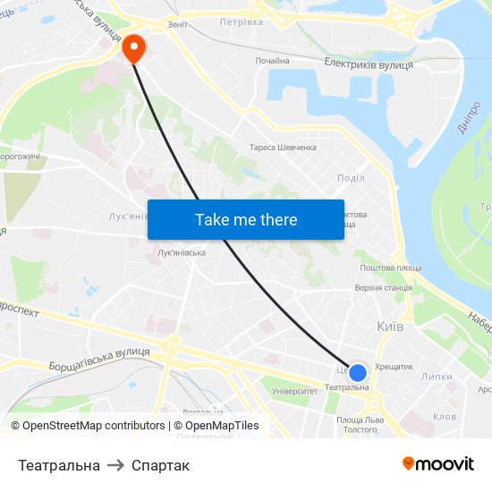 Театральна to Спартак map
