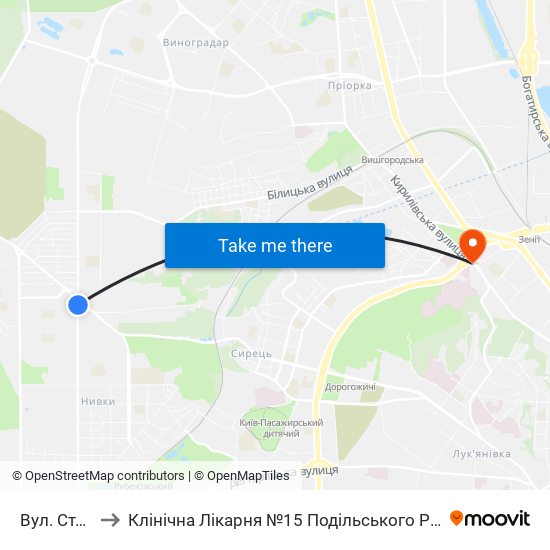 Вул. Стеценка to Клінічна Лікарня №15 Подільського Району (Стаціонар №2) map