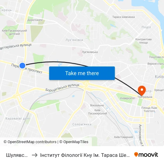 Шулявська to Інститут Філології Кну Ім. Тараса Шевченка map
