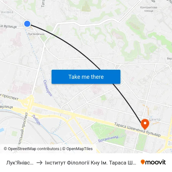 Лук'Янівська to Інститут Філології Кну Ім. Тараса Шевченка map