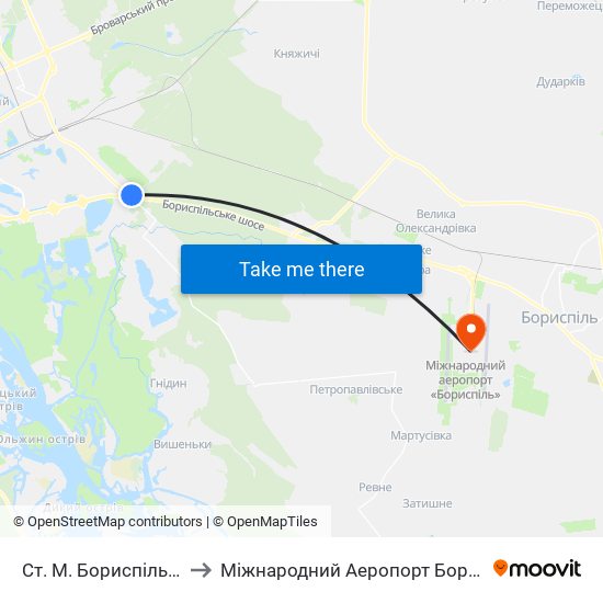 Ст. М. Бориспільська to Міжнародний Аеропорт Бориспіль map