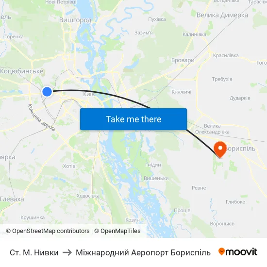 Ст. М. Нивки to Міжнародний Аеропорт Бориспіль map