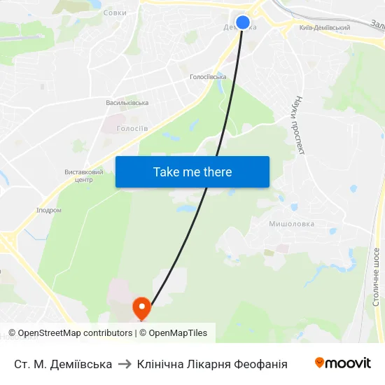 Ст. М. Деміївська to Клінічна Лікарня Феофанія map