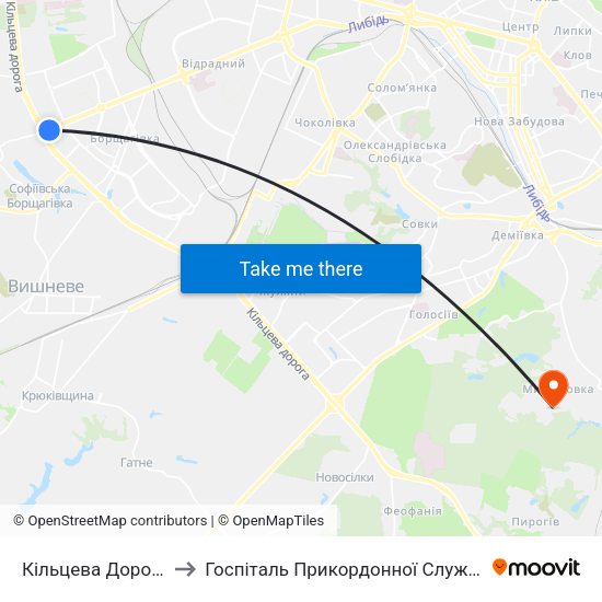Кільцева Дорога to Госпіталь Прикордонної Служби map