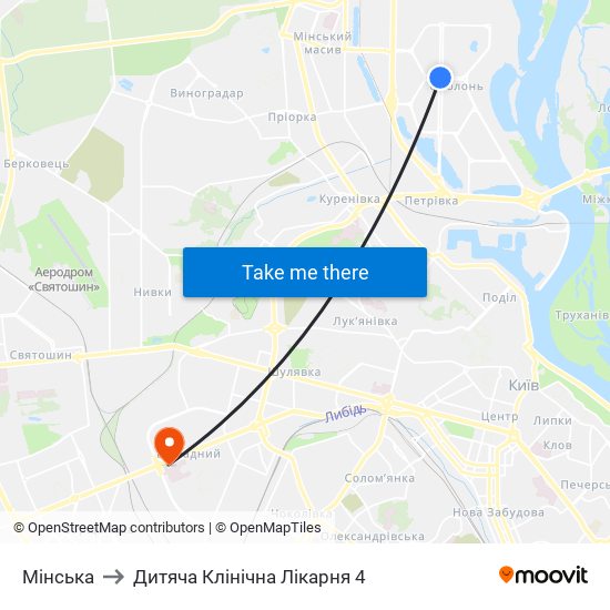 Мінська to Дитяча Клінічна Лікарня 4 map