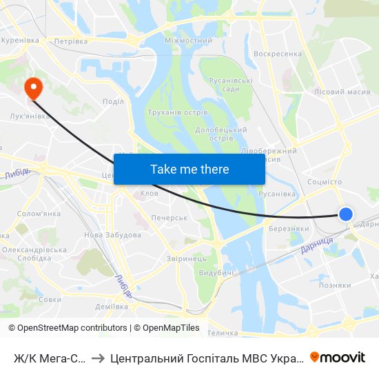 Ж/К Мега-Сiтi to Центральний Госпіталь МВС України map