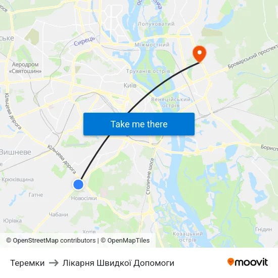 Теремки to Лікарня Швидкої Допомоги map