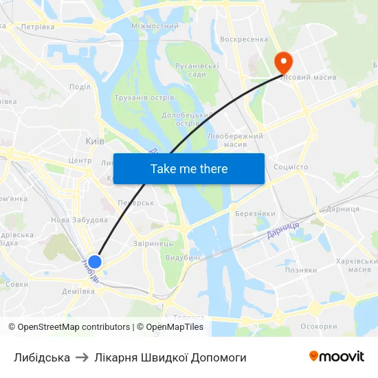 Либідська to Лікарня Швидкої Допомоги map