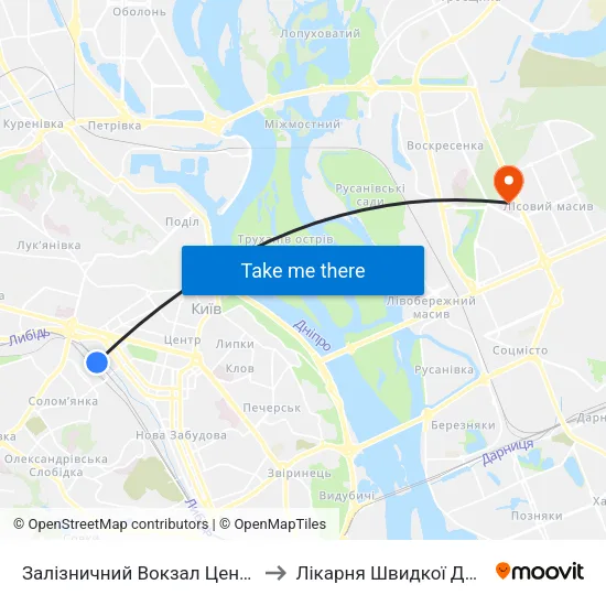 Залізничний Вокзал Центральний to Лікарня Швидкої Допомоги map