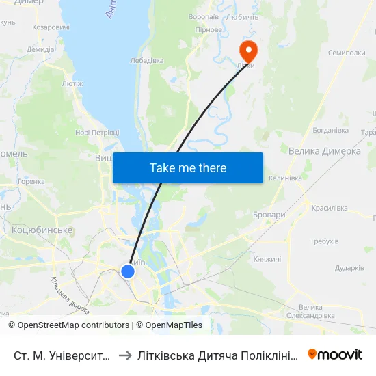 Ст. М. Університет to Літківська Дитяча Поліклініка map