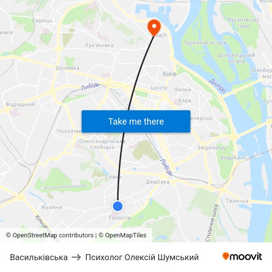 Васильківська to Психолог Олексій Шумський map