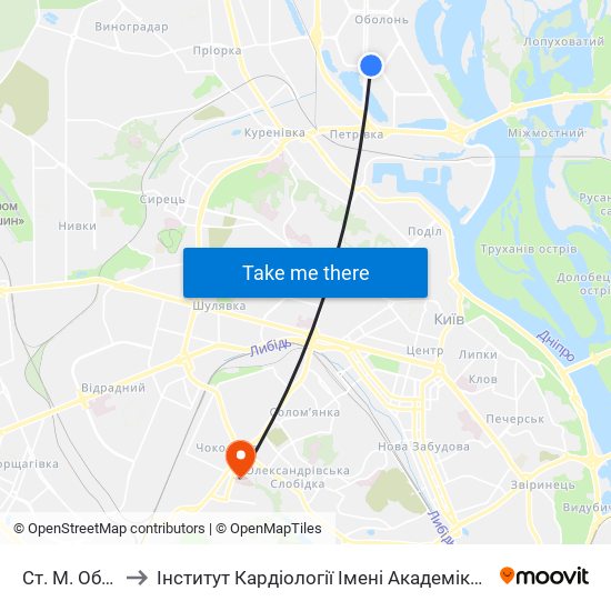 Ст. М. Оболонь to Інститут Кардіології Імені Академіка М.Д. Стражеска map