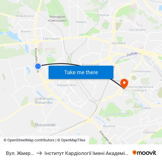 Вул. Жмеринська to Інститут Кардіології Імені Академіка М.Д. Стражеска map